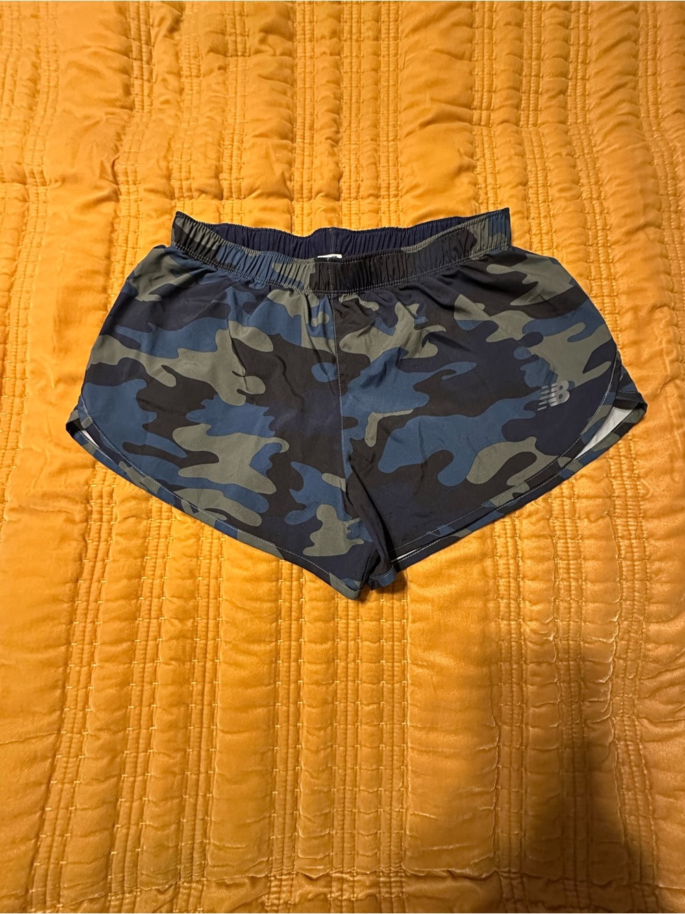 New Balance Women's Blue & Black Camo Athletic Shorts